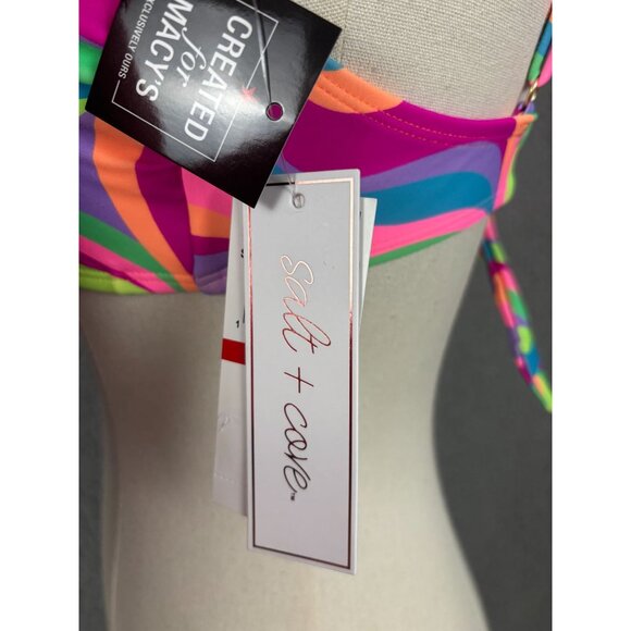 Salt + Cove Women's Juniors' Foil-Print Ruffle-Strap Bralette Bikini Top XS NWTs - Picture 5 of 7